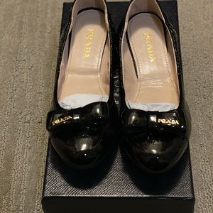 Prada black patent ballet flat